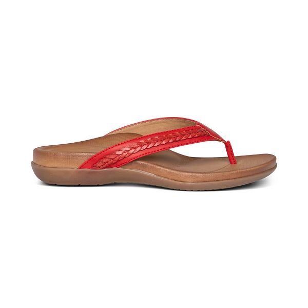 Aetrex Women's Emmy Braided Thong Flip Flops - Red | USA MF148NB